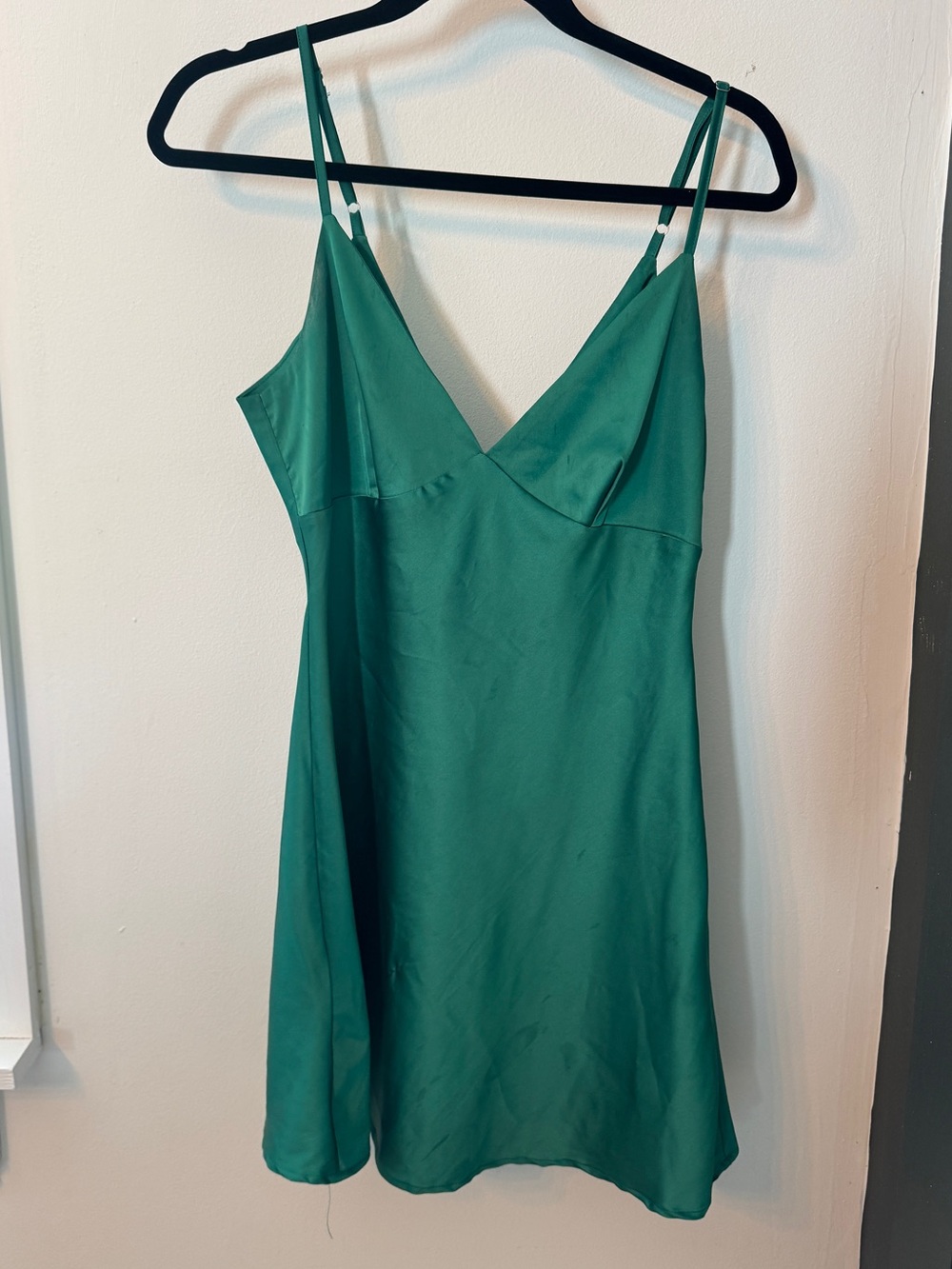Sans Souci Teal Satin Slip Dress Low Back
